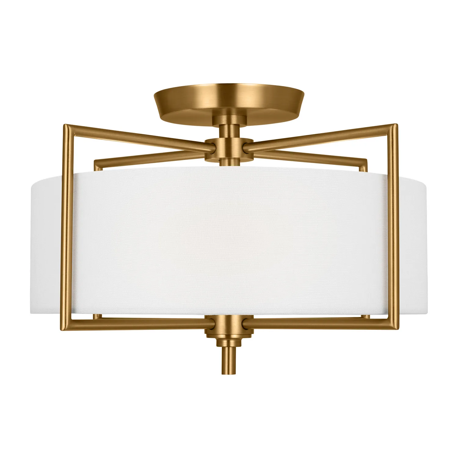 Perno Two Light Semi-Flush Mount in Burnished Brass