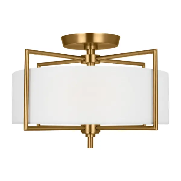 Perno Two Light Semi-Flush Mount in Burnished Brass