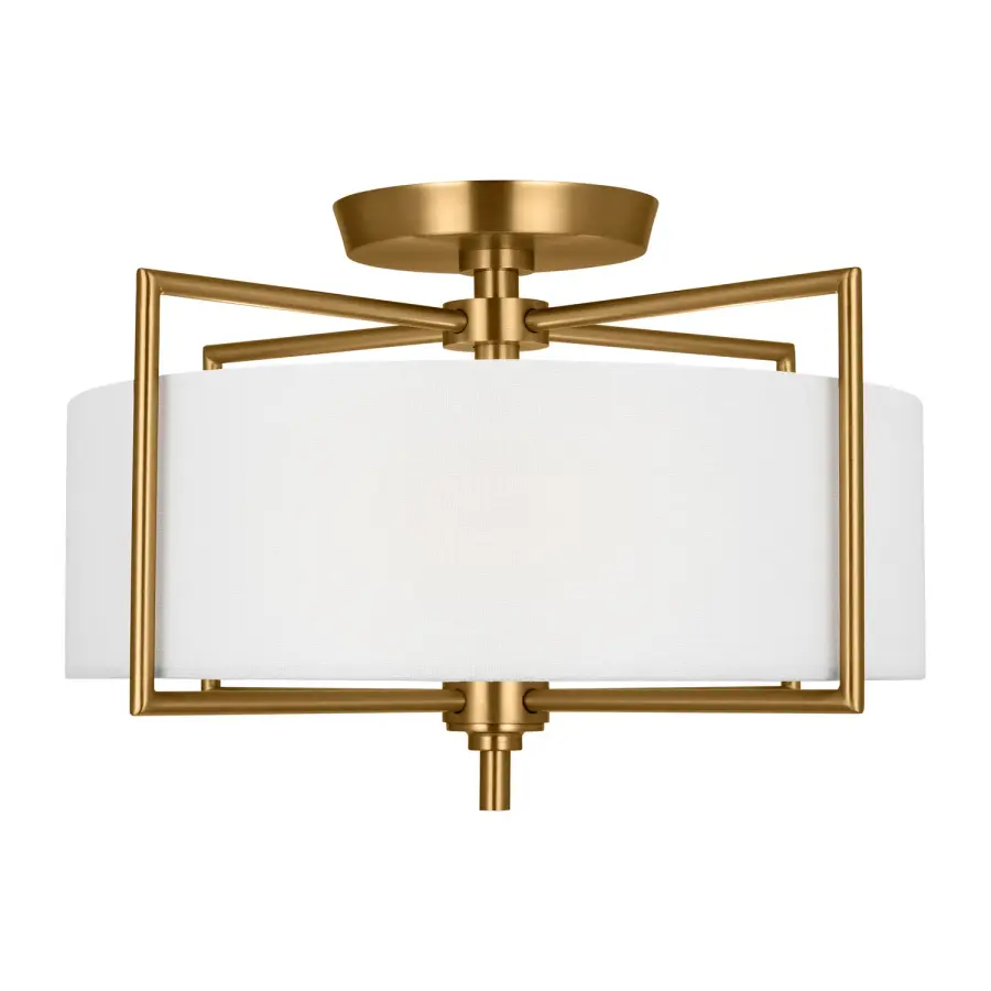 Perno Two Light Semi-Flush Mount in Burnished Brass