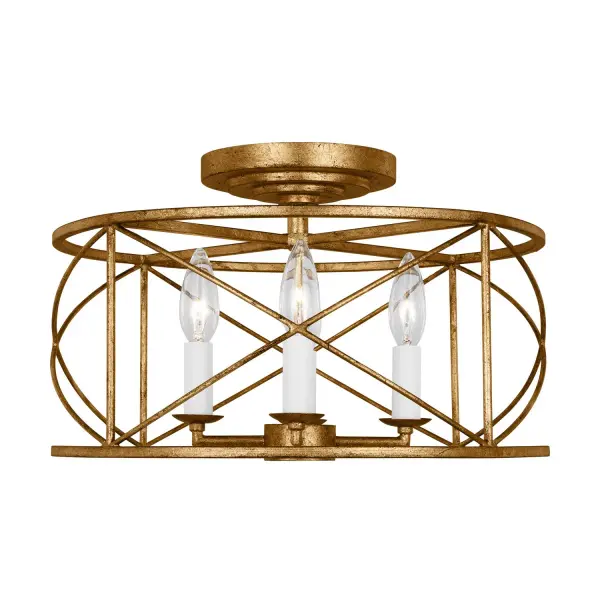 Beatrix Four Light Semi-Flush Mount in Antique Gild