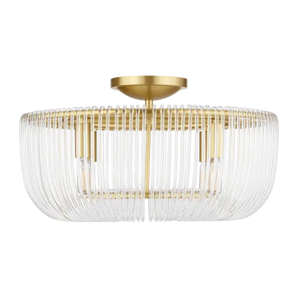 The Pierce Medium Flush Mount reimagines traditional crystal basket chandeliers with individually bent acrylic rods that create a scintillating light display. Perfect for spaces needing ceiling clearance without sacrificing elegance.