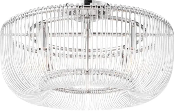 The Pierce Medium Flush Mount reimagines traditional crystal basket chandeliers with individually bent acrylic rods that create a scintillating light display. Perfect for spaces needing ceiling clearance without sacrificing elegance. - alternate view