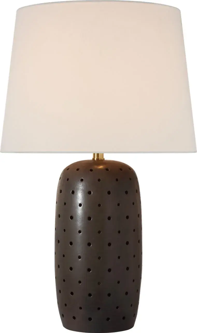 Sophisticated 30" Table Lamp with Warm Cocoa Finish and Natural Linen - Image 1