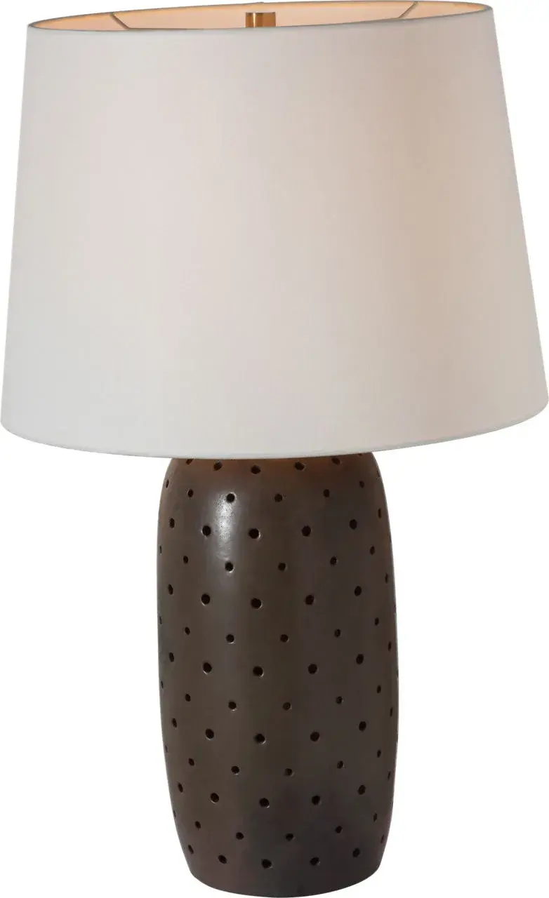 Sophisticated 30" Table Lamp with Warm Cocoa Finish and Natural Linen - Image 2