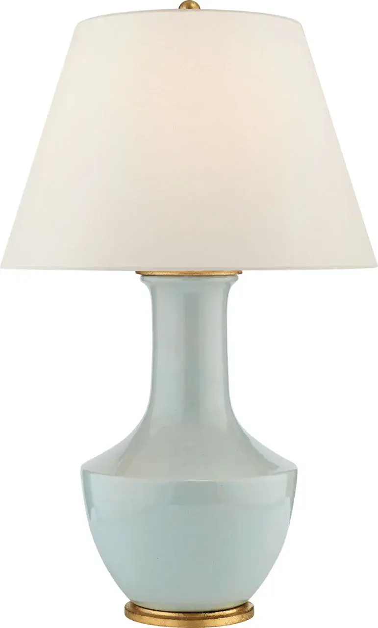 Lambay Cordless Table Lamp in Ice Blue with Linen Shade - Image 1