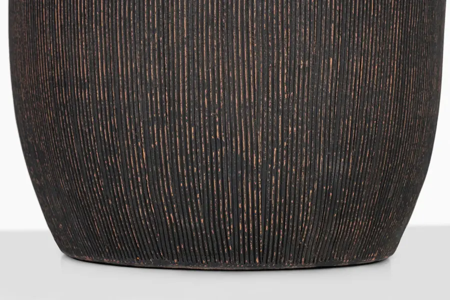 Portis 32" Combed Round Table Lamp in Black Wash Terracotta - Image 2