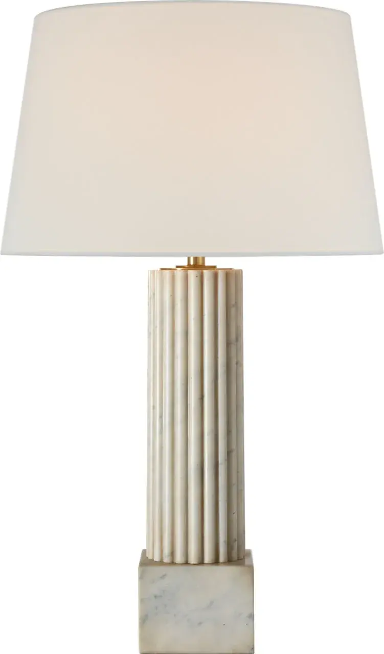 Reeve 29" Table Lamp in Vintage Carrara with Linen Shade - Image 1