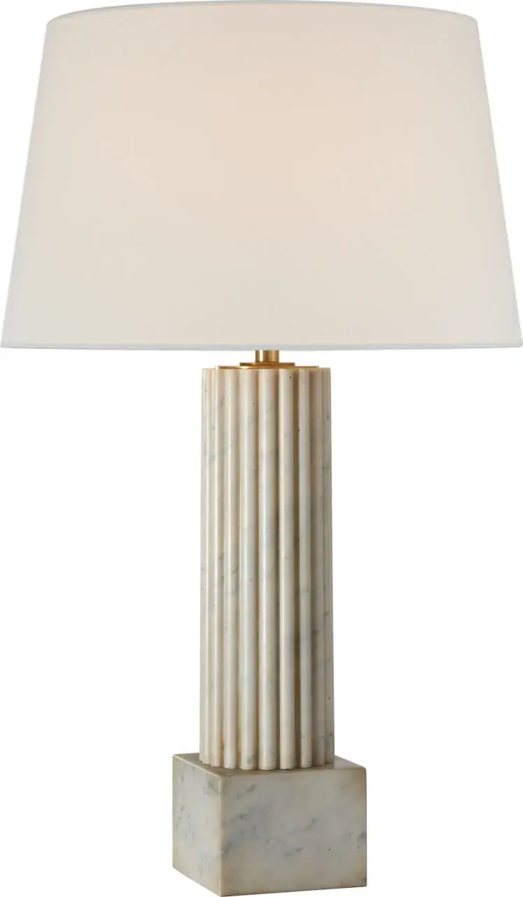 Reeve 29" Table Lamp in Vintage Carrara with Linen Shade - Image 2