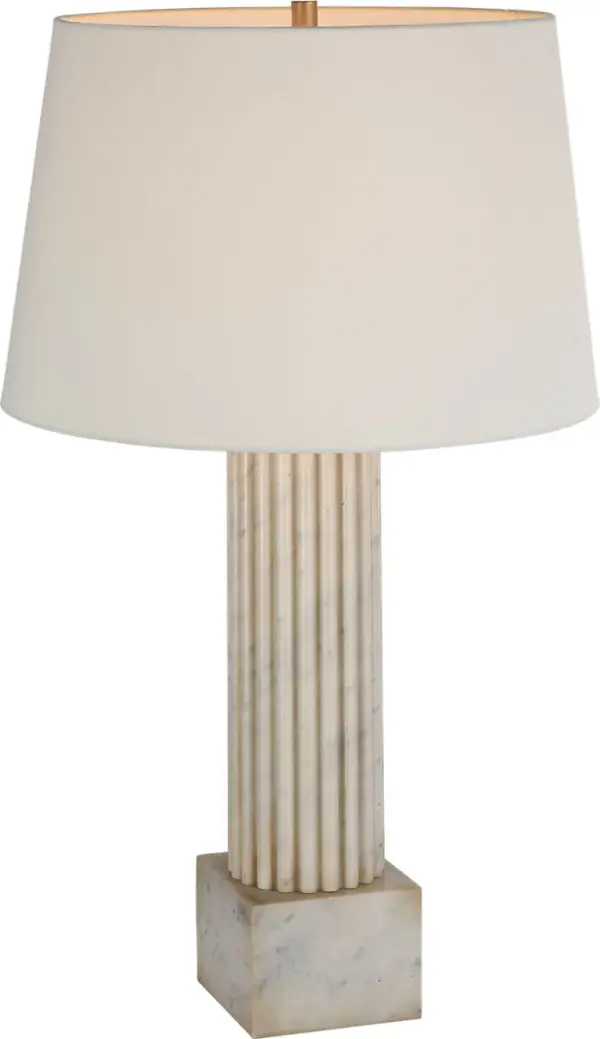 Reeve 29" Table Lamp in Vintage Carrara with Linen Shade - Image 3