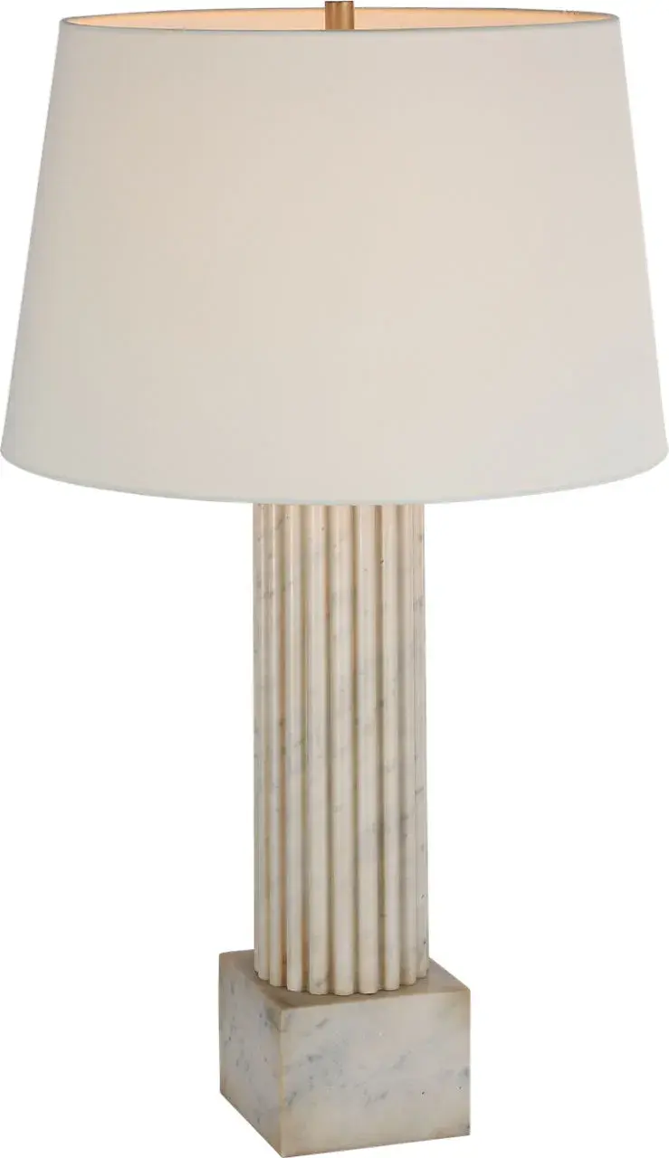 Reeve 29" Table Lamp in Vintage Carrara with Linen Shade - Image 3