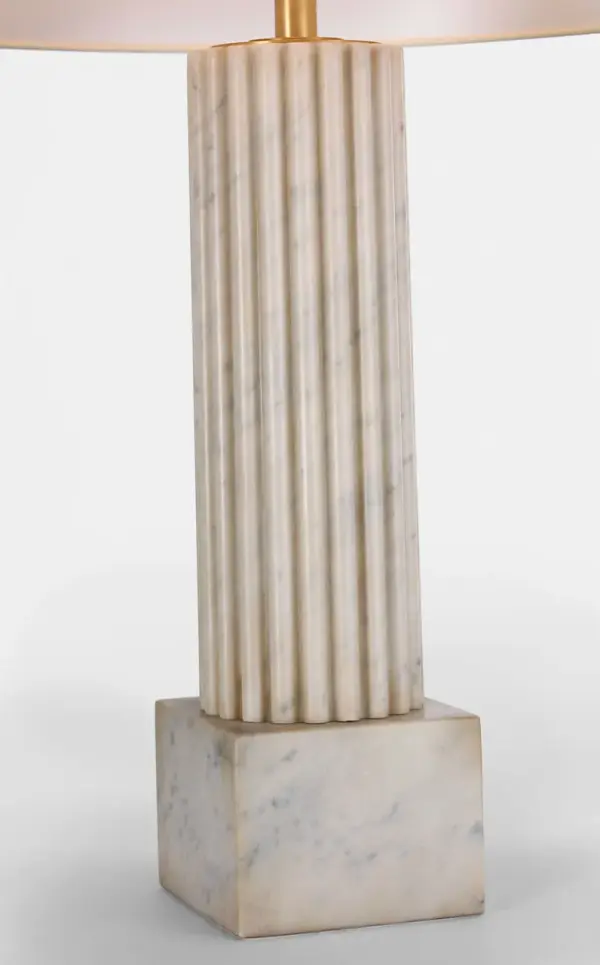 Reeve 29" Table Lamp in Vintage Carrara with Linen Shade - Image 5
