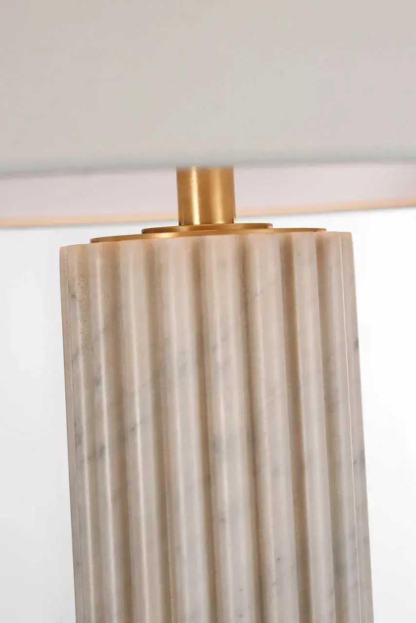 Reeve 29" Table Lamp in Vintage Carrara with Linen Shade - Image 7