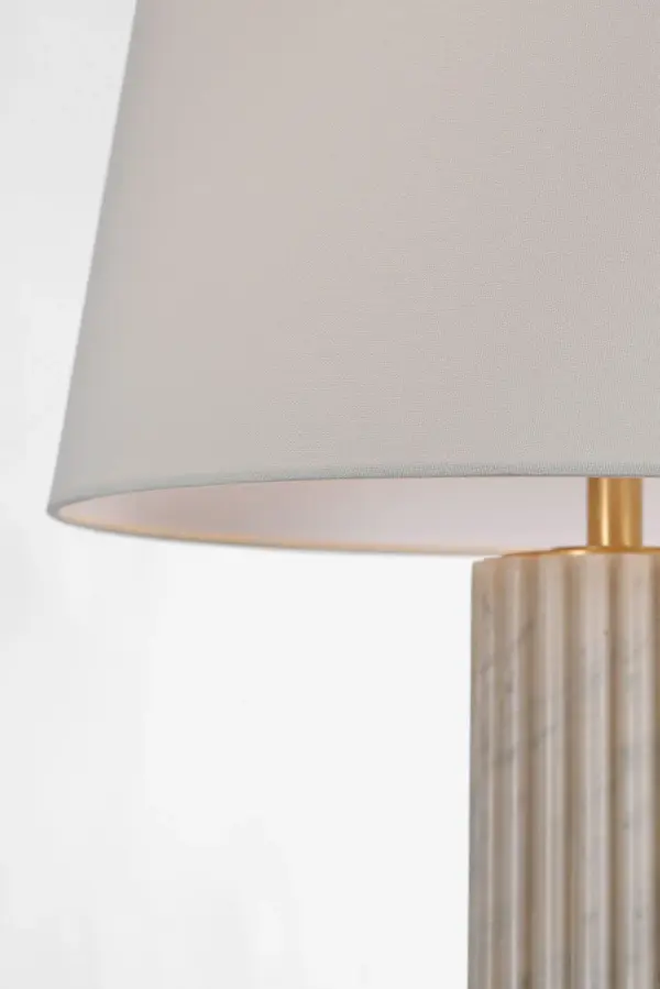 Reeve 29" Table Lamp in Vintage Carrara with Linen Shade - Image 8