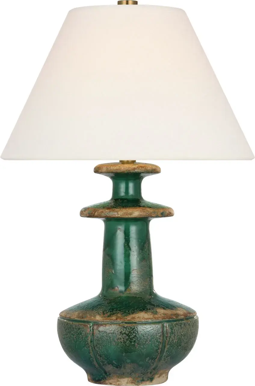 Elegant Coastal-Inspired Table Lamp with Sophisticated Green Finish - Image 1