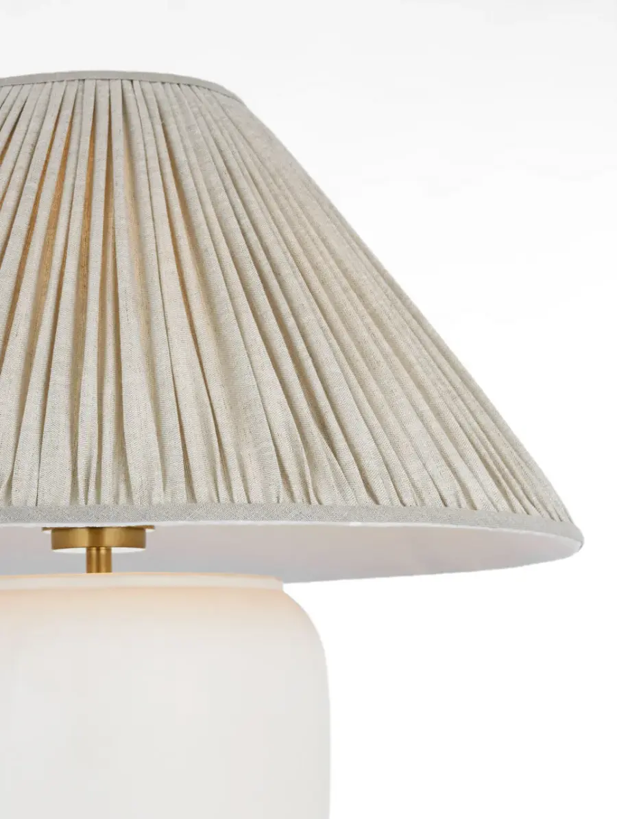Anwen 23" Cordless Table Lamp in Chantilly with Natural Linen Pleated Shade - Image 2