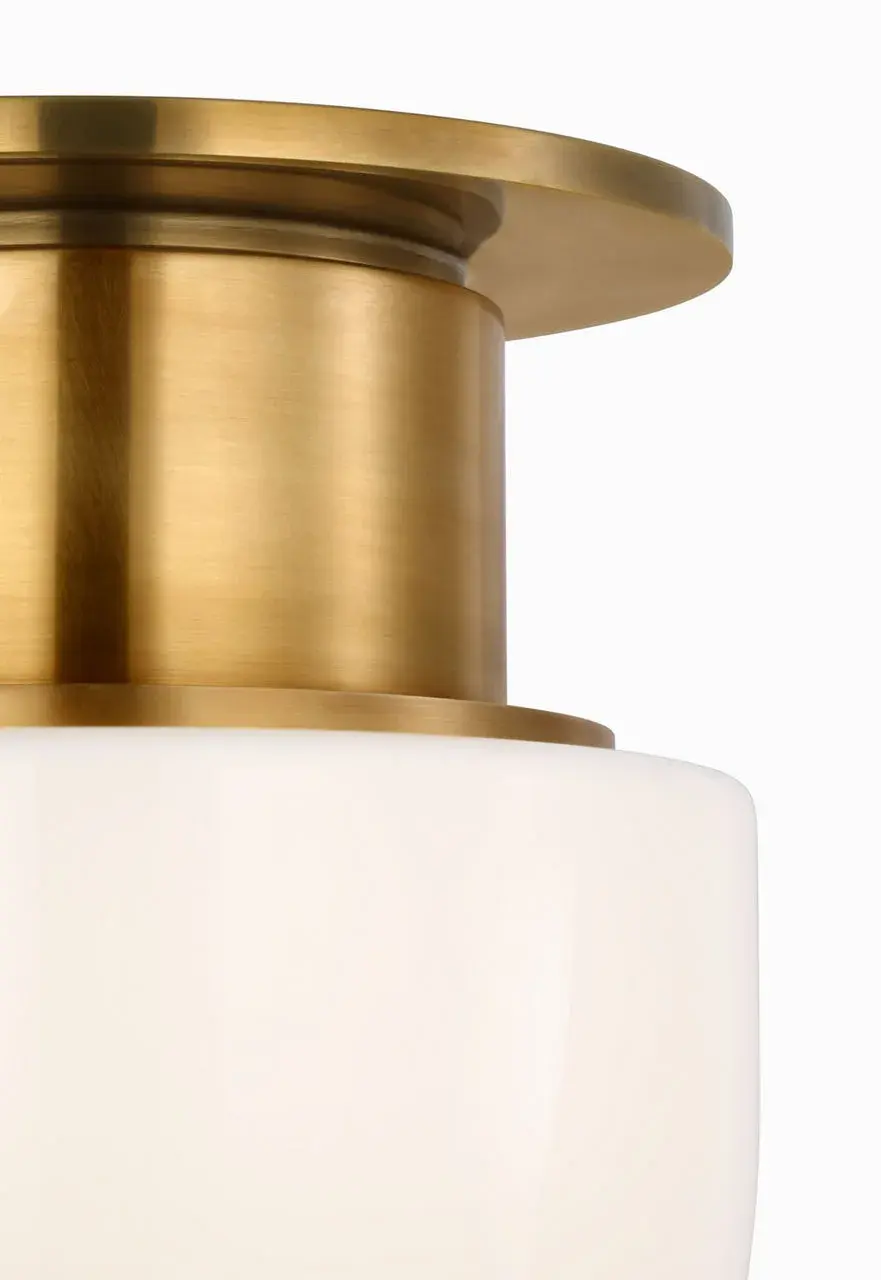 Callan 8" Flush Mount in Antique-Burnished Brass with White Glass Dome - Image 3