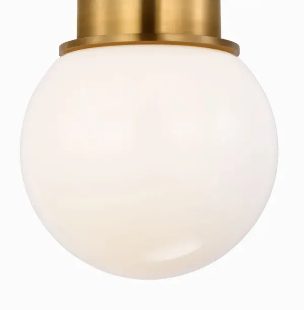 Callan 9" Flush Mount in Antique-Burnished Brass with White Glass Globe - Image 3