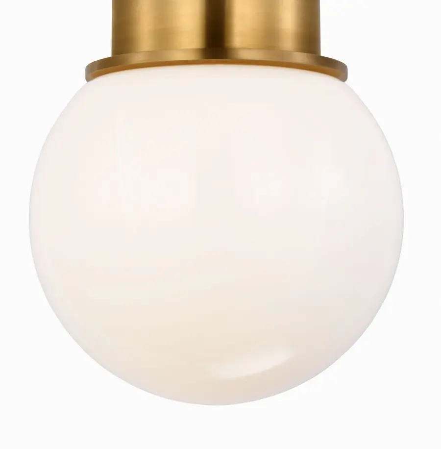 Callan 9" Flush Mount in Antique-Burnished Brass with White Glass Globe - Image 3