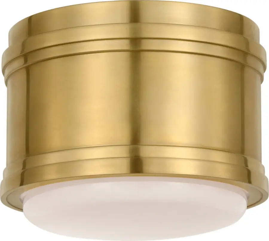 Marden 6" Flush Mount in Antique-Burnished Brass with White Glass - Image 3
