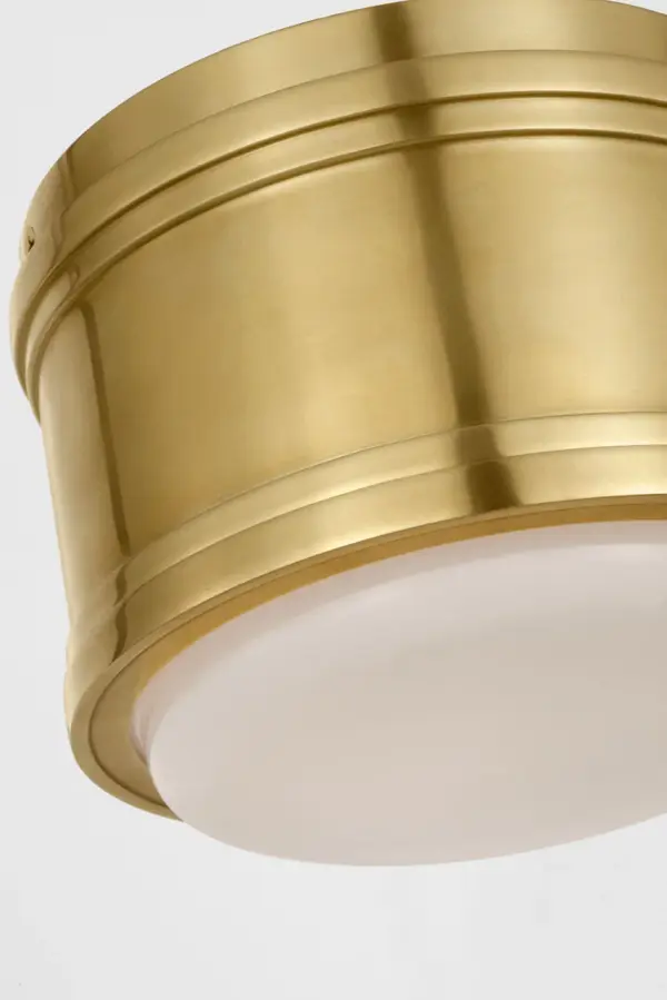 Marden 6" Flush Mount in Antique-Burnished Brass with White Glass - Image 4