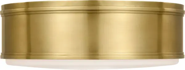 The Marden 18" flush mount combines classic brass warmth with clean contemporary lines. Its white glass diffuser provides soft, even illumination while the antique-burnished brass finish adds sophisticated character to any space.