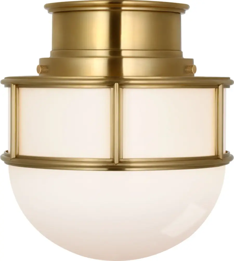 Martil 8" Flush Mount in Antique-Burnished Brass with White Glass - Image 1