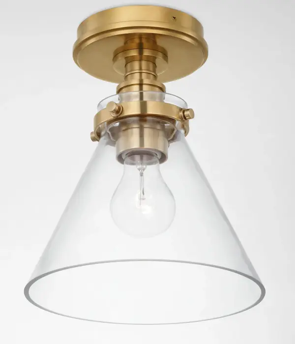 Parkington 9" Conical Flush Mount in Antique-Burnished Brass with Clear Glass - Image 3