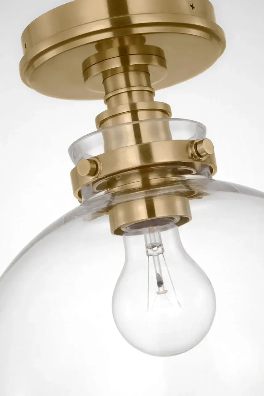 Parkington 10" Globe Flush Mount in Antique-Burnished Brass with Clear Glass - Image 4