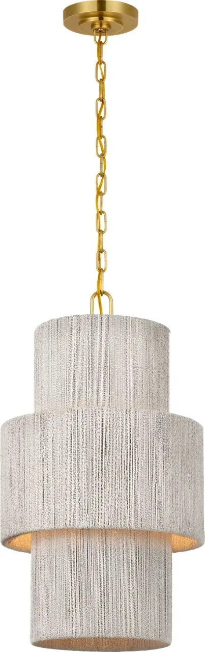 The Dorado pendant combines antique-burnished brass with hand-woven abaca for a sophisticated coastal aesthetic. At 15 inches, it's perfectly scaled for intimate dining spaces, kitchen islands, or as a statement piece in bedrooms and foyers.