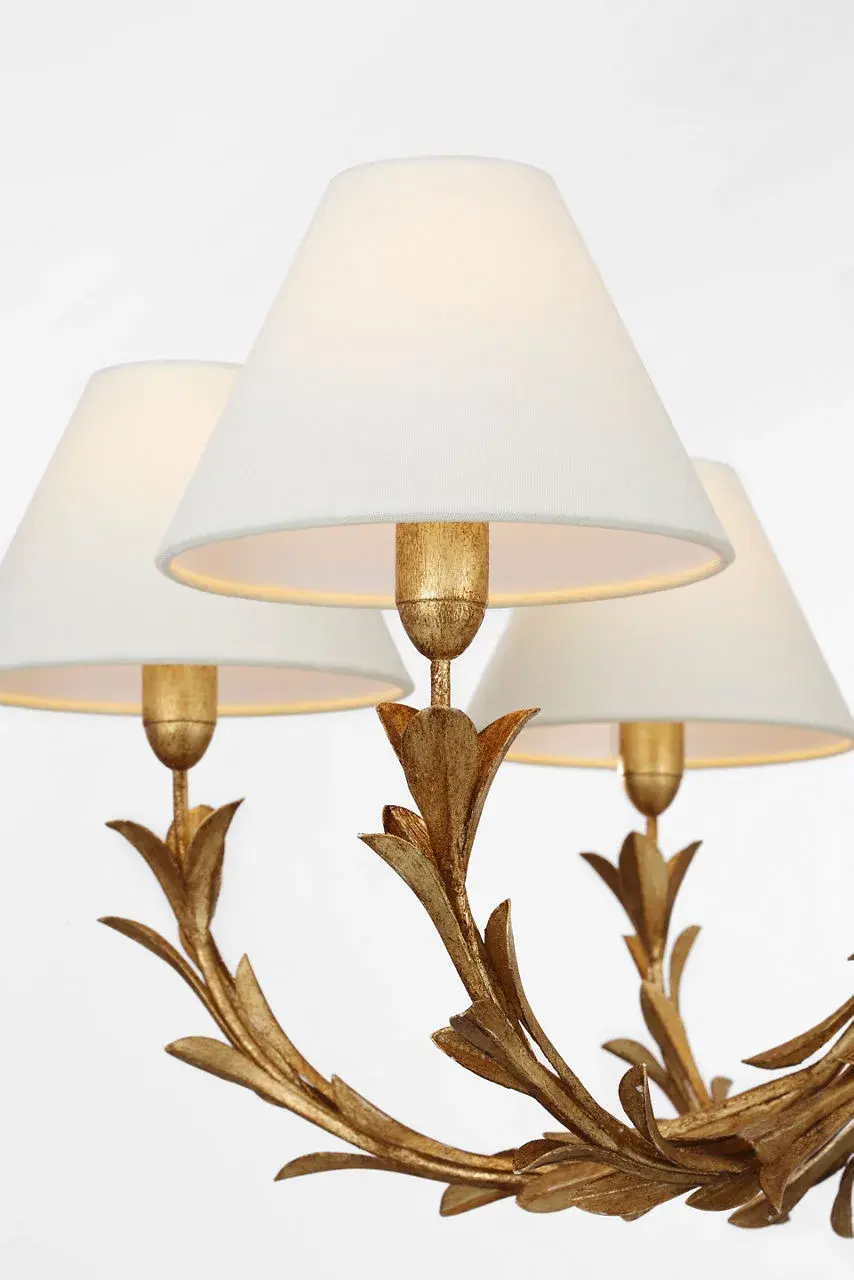 Provenz 32" 6-Light Chandelier in French Gild with Linen Shades - Image 2