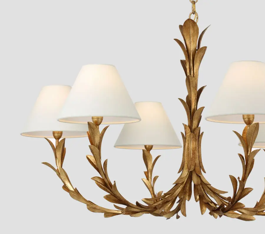 Provenz 42" 6-Light Chandelier in French Gild with Linen Shades - Image 4