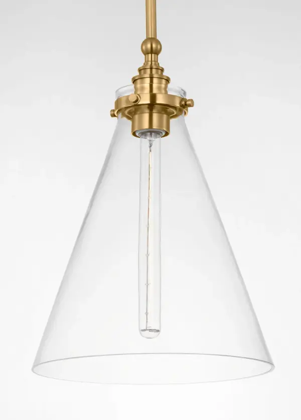 Parkington 11" Conical Pendant in Antique-Burnished Brass with Clear Glass - Image 3