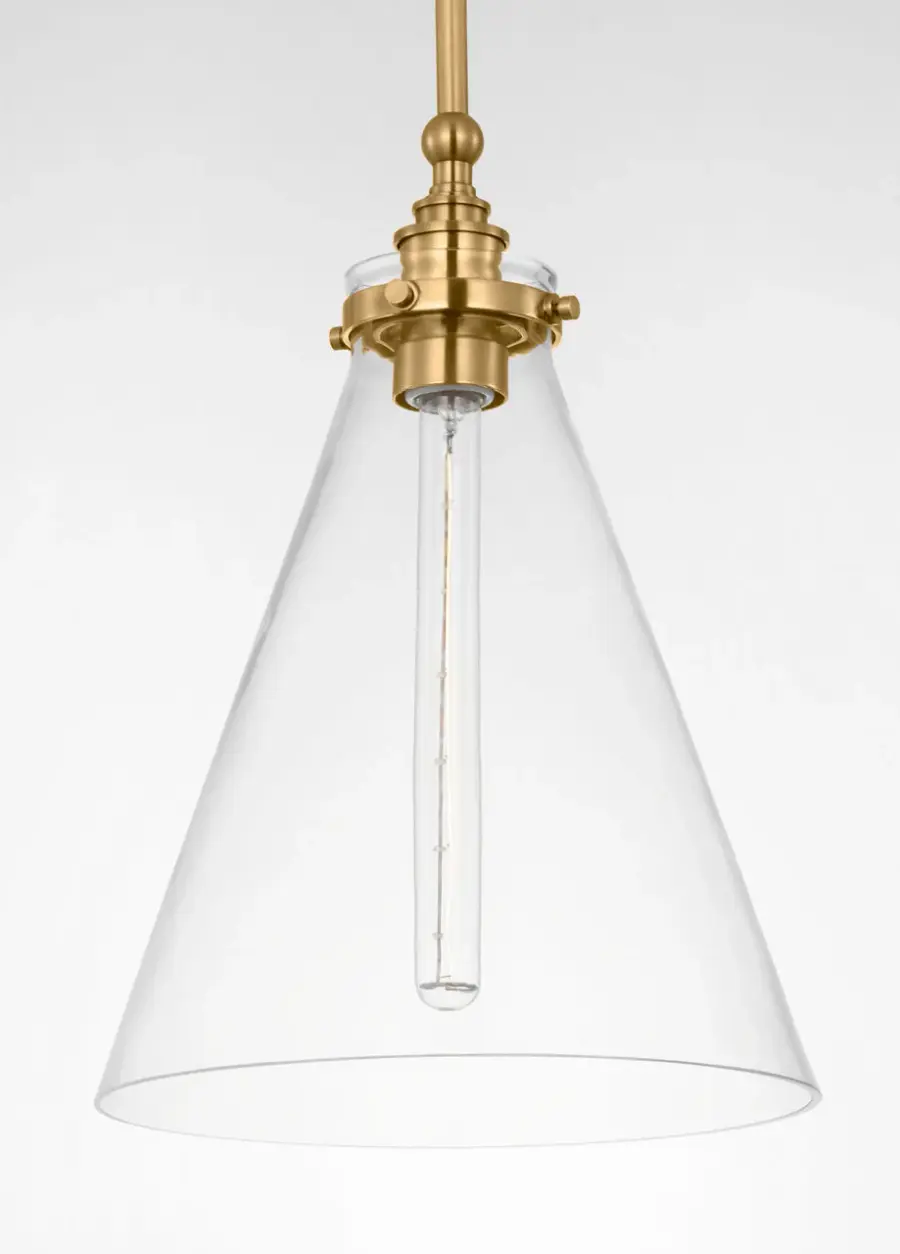 Parkington 11" Conical Pendant in Antique-Burnished Brass with Clear Glass - Image 3