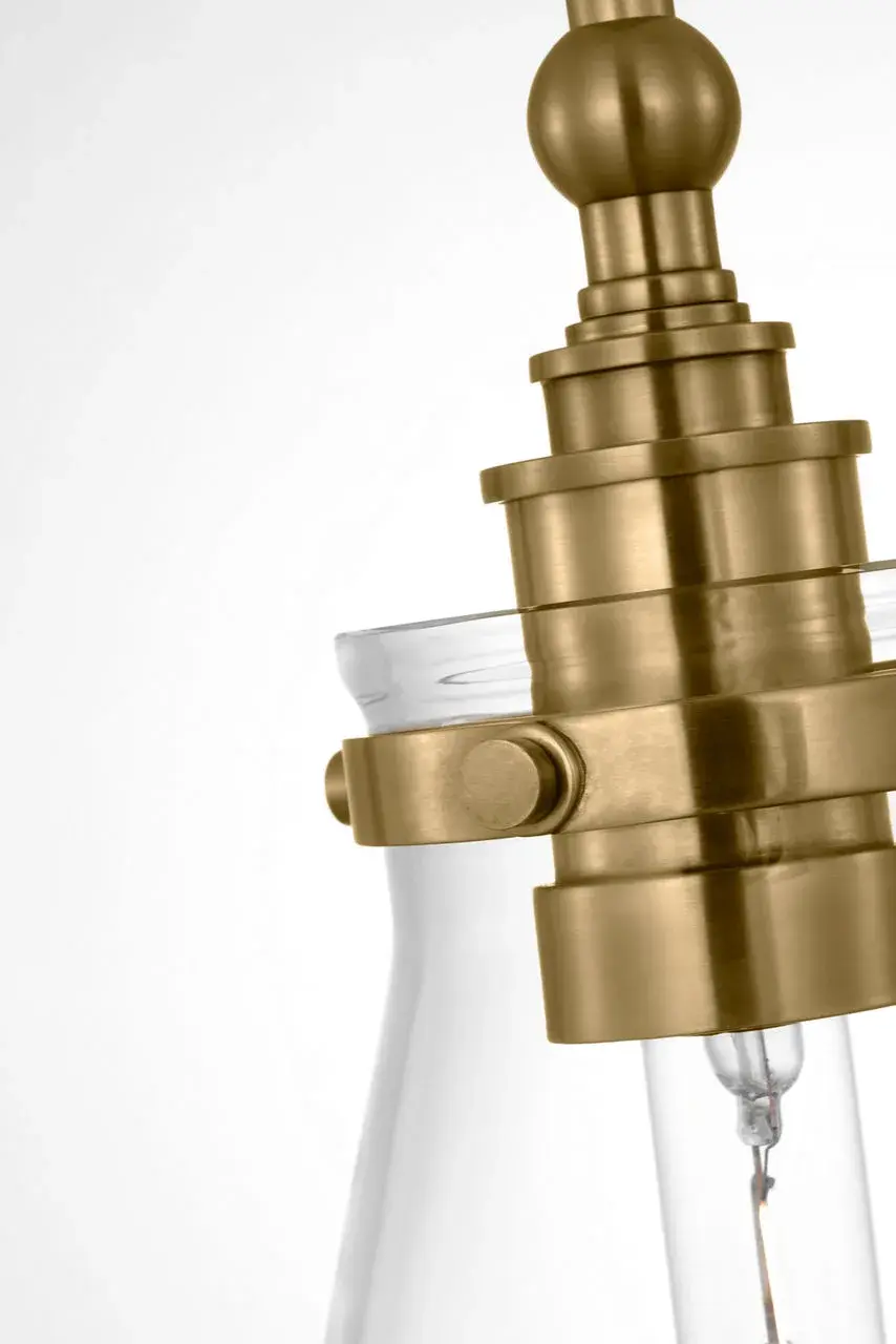 Parkington 11" Conical Pendant in Antique-Burnished Brass with Clear Glass - Image 4