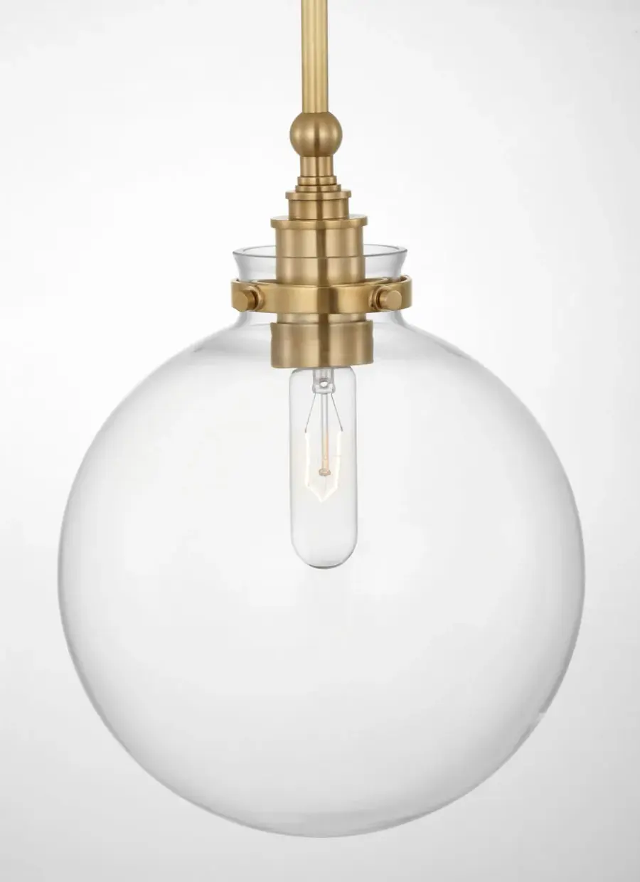 Parkington 10" Globe Pendant in Antique-Burnished Brass with Clear Glass - Image 4
