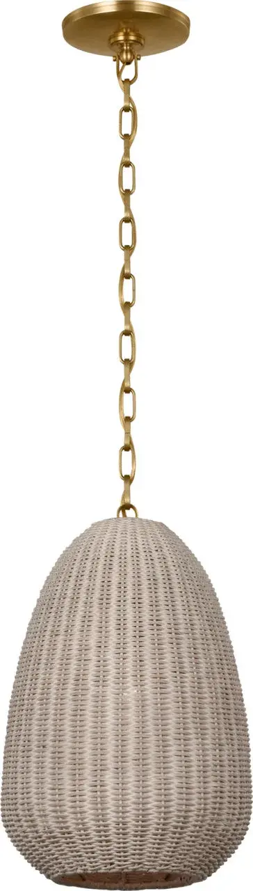 Kokomo 12" Pendant in Antique-Burnished Brass with Ash Wicker Shade - Image 2