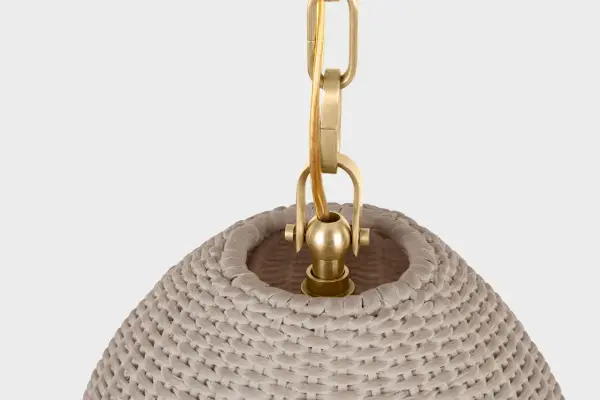 Kokomo 12" Pendant in Antique-Burnished Brass with Ash Wicker Shade - Image 12