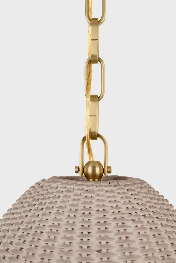 Kokomo 12" Pendant in Antique-Burnished Brass with Ash Wicker Shade - Image 19