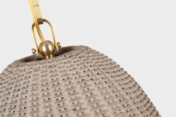 Kokomo 12" Pendant in Antique-Burnished Brass with Ash Wicker Shade - Image 3