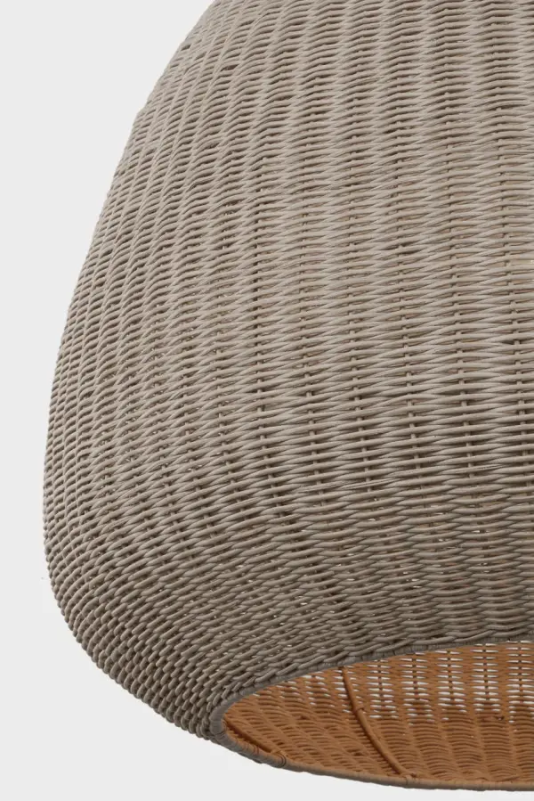 Kokomo 30" Domed Pendant in Antique-Burnished Brass with Ash Wicker Shade - Image 4