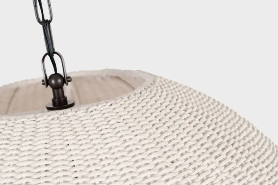 Kokomo 30" Domed Pendant in Bronze with Chalk Wicker Shade - Image 3