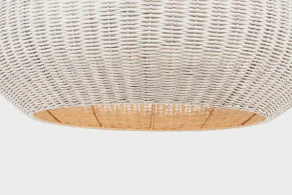 Kokomo 30" Domed Pendant in Bronze with Chalk Wicker Shade - Image 5