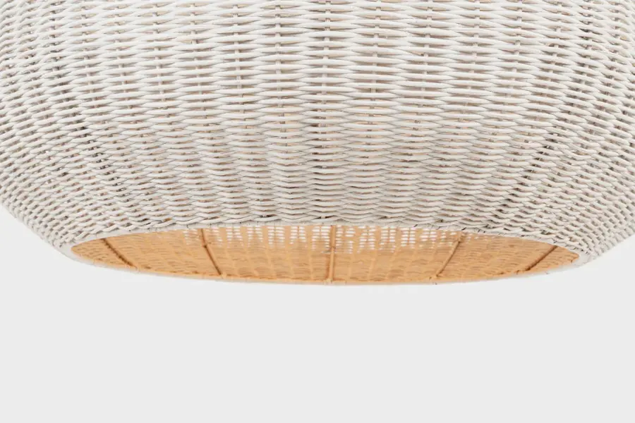 Kokomo 30" Domed Pendant in Bronze with Chalk Wicker Shade - Image 5