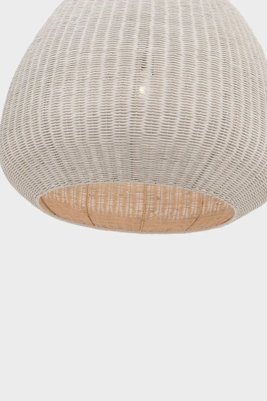 Kokomo 30" Domed Pendant in Bronze with Chalk Wicker Shade - Image 7
