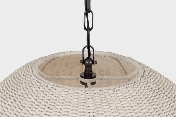 Kokomo 30" Domed Pendant in Bronze with Chalk Wicker Shade - Image 8
