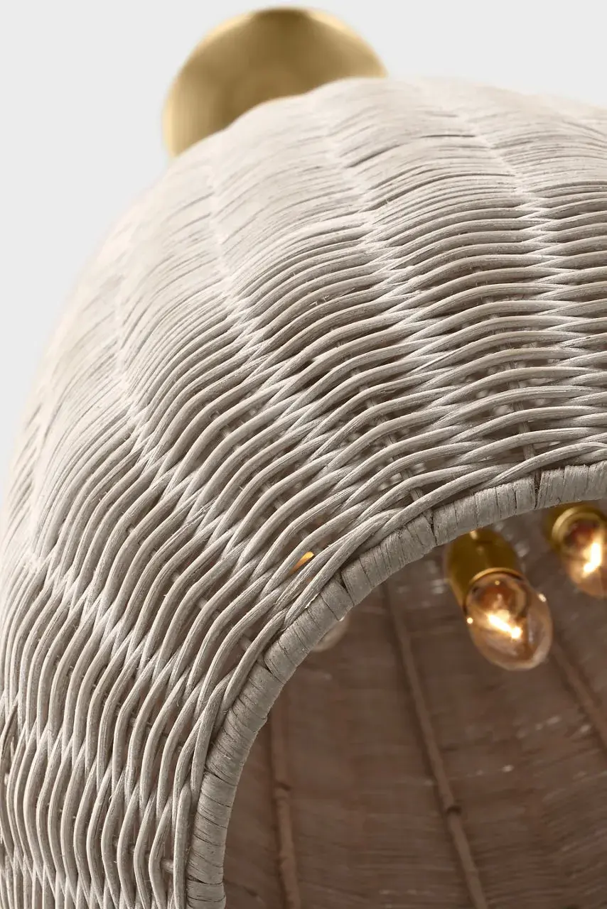 Kokomo 15" Elongated Pendant in Antique-Burnished Brass with Ash Wicker Shade - Image 6