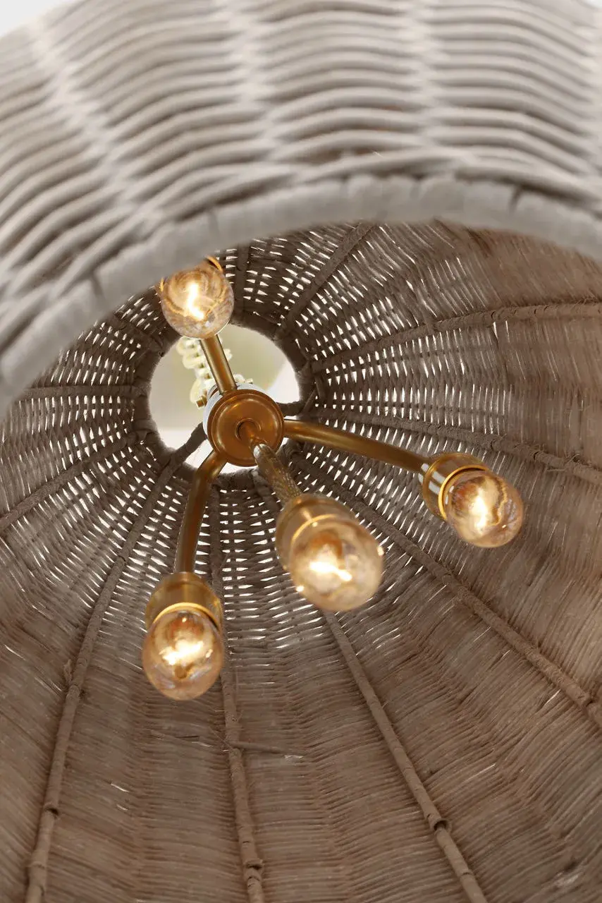 Kokomo 15" Elongated Pendant in Antique-Burnished Brass with Ash Wicker Shade - Image 7