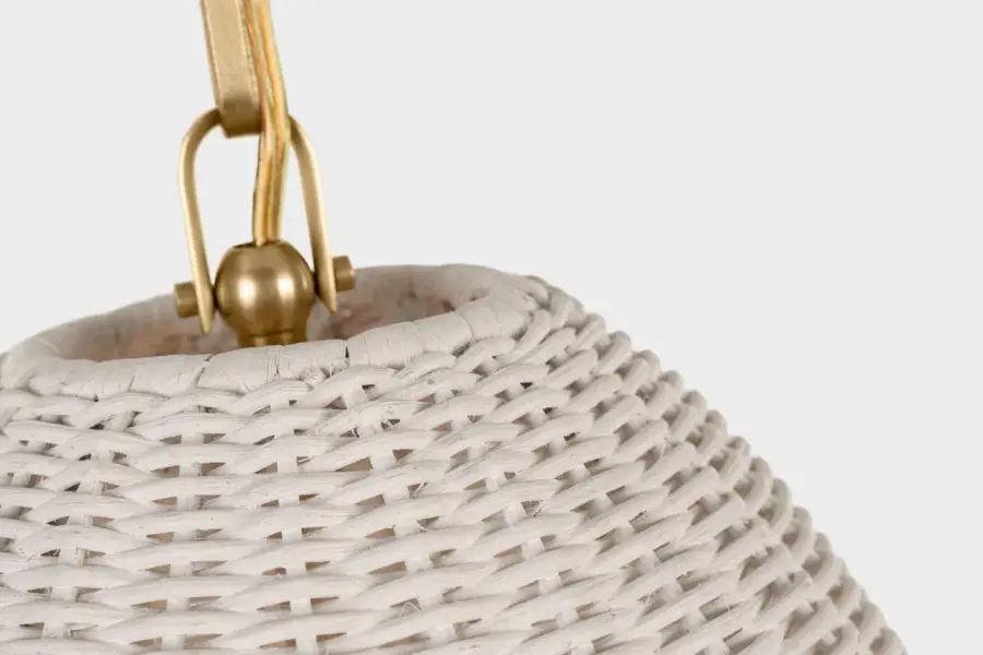 Kokomo 15" Elongated Pendant in Antique-Burnished Brass with Chalk Wicker Shade - Image 13