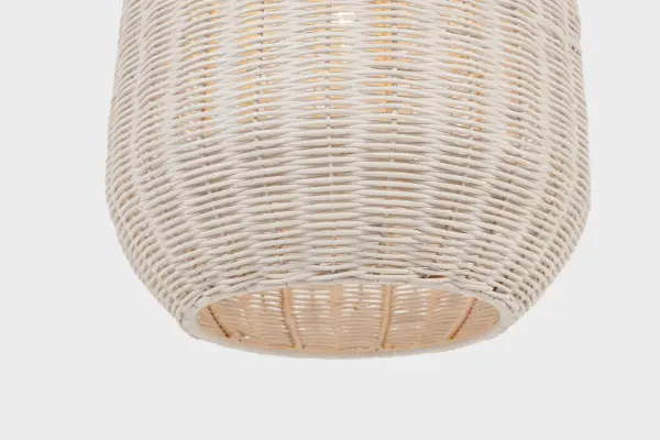 Kokomo 15" Elongated Pendant in Antique-Burnished Brass with Chalk Wicker Shade - Image 4