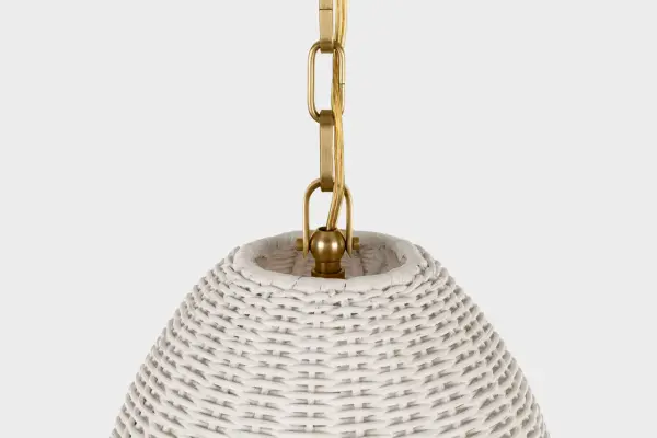 Kokomo 15" Elongated Pendant in Antique-Burnished Brass with Chalk Wicker Shade - Image 5